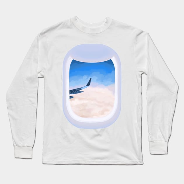 Plane Window Sunset Long Sleeve T-Shirt by lindsey788